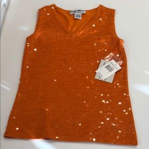 Sequined Orange Lauren Michelle top
